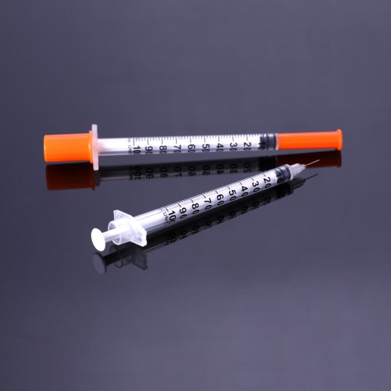 Afalite Veterinary Insulin Syringe 0.3ml 0.5ml 1ml Medical Disposable Sterile Safety Syringe with Orange Top for Animal