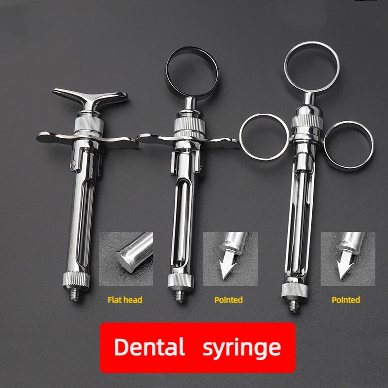 Dental Surgery Anesthesia Syringe Stainless Steel Aspirating Gun Syringe Dentist Surgical Injection Suction Instrument