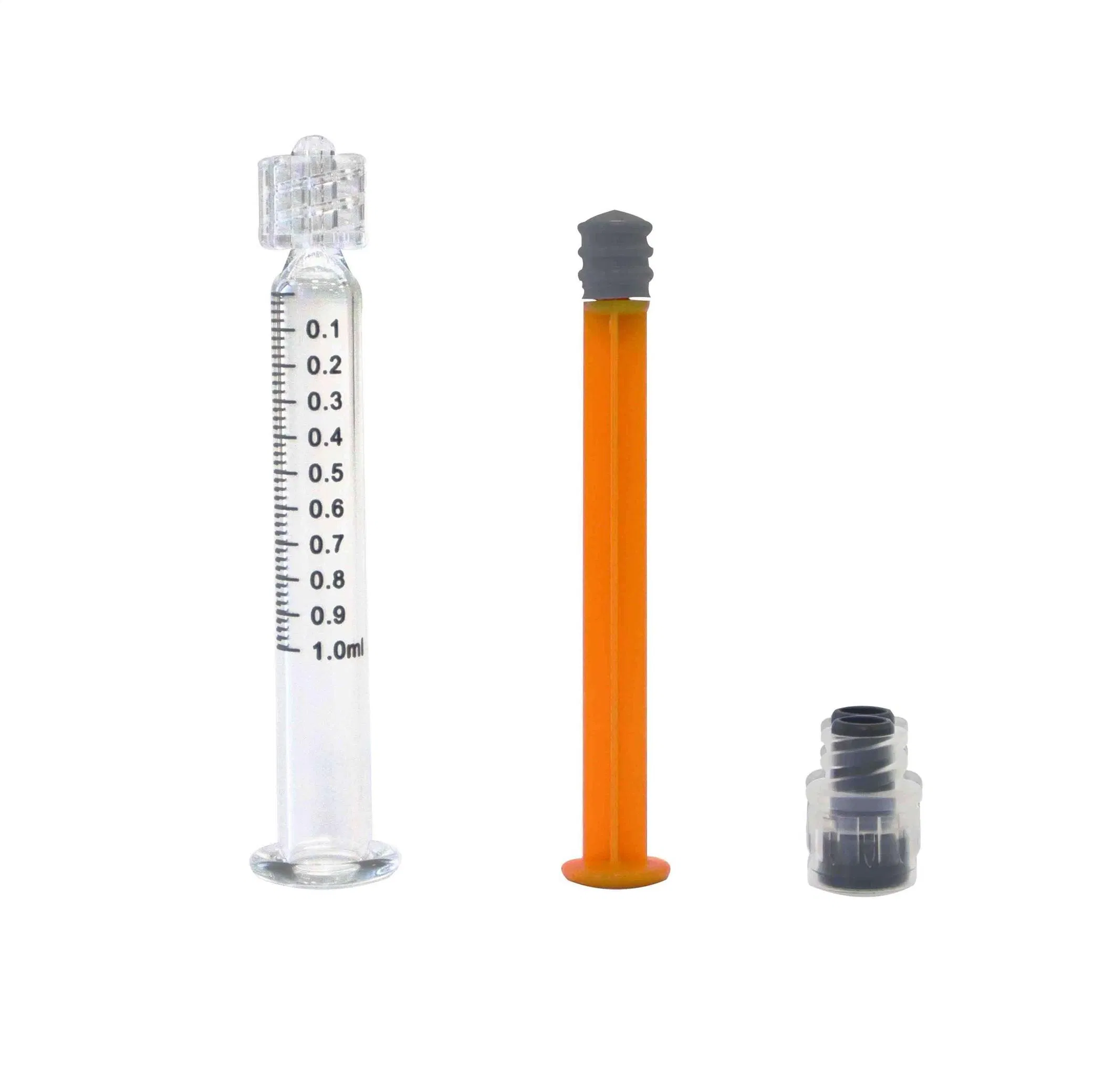 Long Slim Empty Custom Logo Prefilled Sterile 0.5ml/ 1ml/ 2.25ml/ 3ml/ 5ml Luer Lock or Luer Slip Prefilling Glass Syringe for Concentrates Oil
