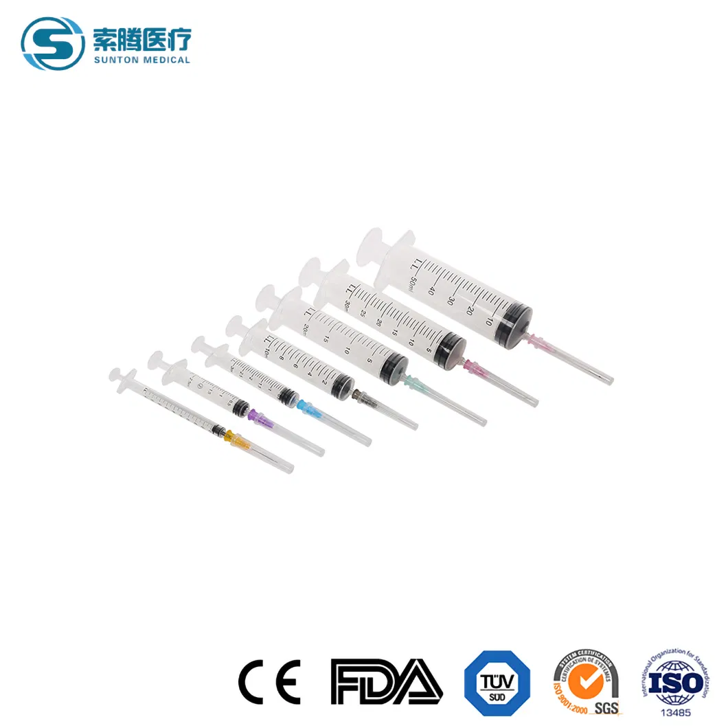 Medical Instruments Disposable 3 Parts 1 3 5 10 Ml, Luer Slip/Lock, Plastic Sterile Safety Injection Syringe with/Without Needles, with CE, ISO