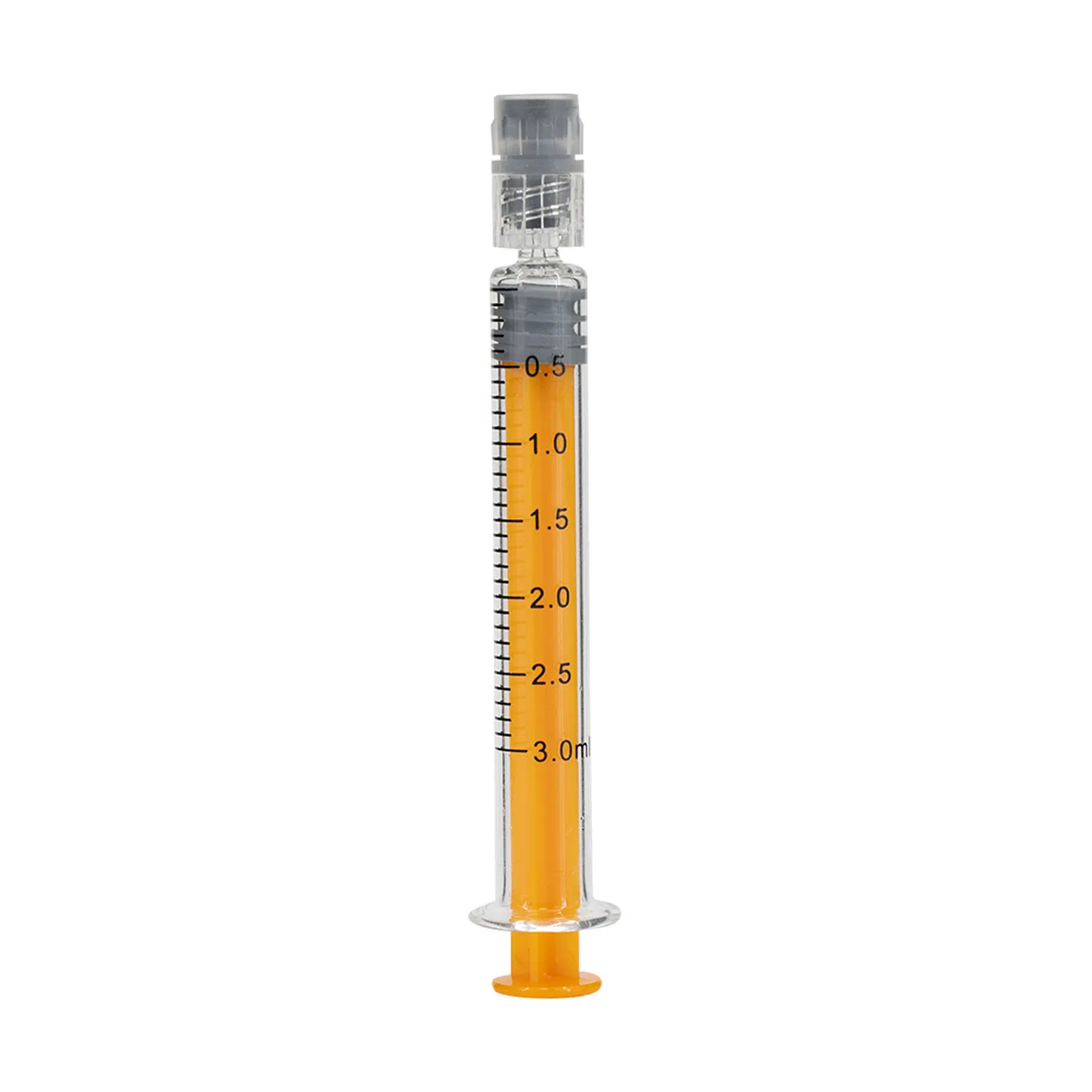 Sterile 3ml Luer Lock Slip Tip Glass Syringes with Colored Plastic Plungers for Extracts and Lab