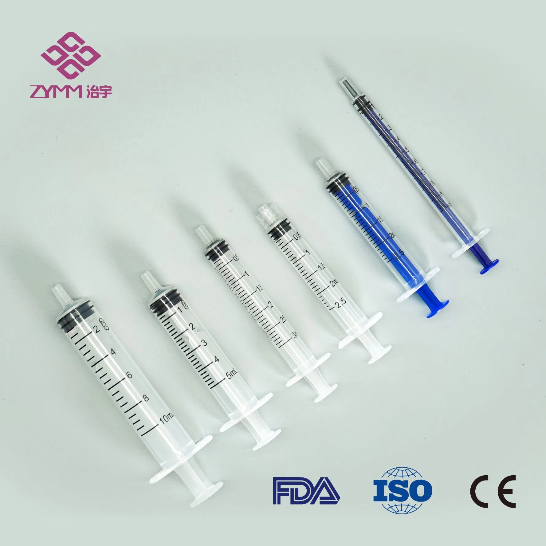Disposable Plastic Medical Sterile Injection Syringe with 3 Part 1ml-150ml Luer Slip/Luer Lock for Single Use for Vaccine Injection with CE FDA 510K SGS ISO