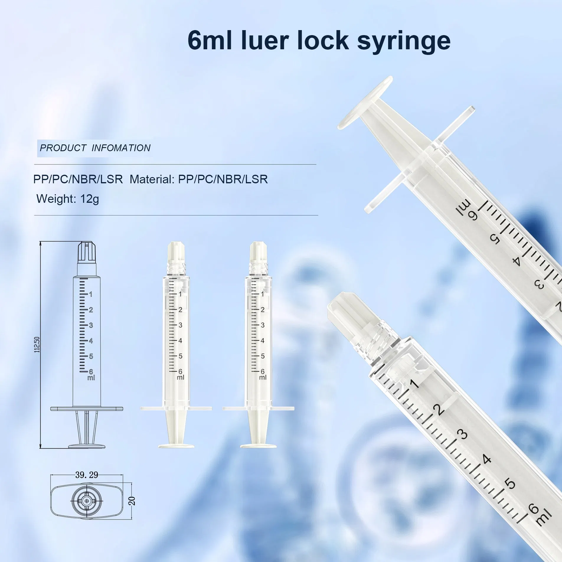 Medical 1ml 2ml 5ml 10ml PP PC Disposable Oral Dental Three Way Syringe Luer Lock Syringe Beauty Syringe