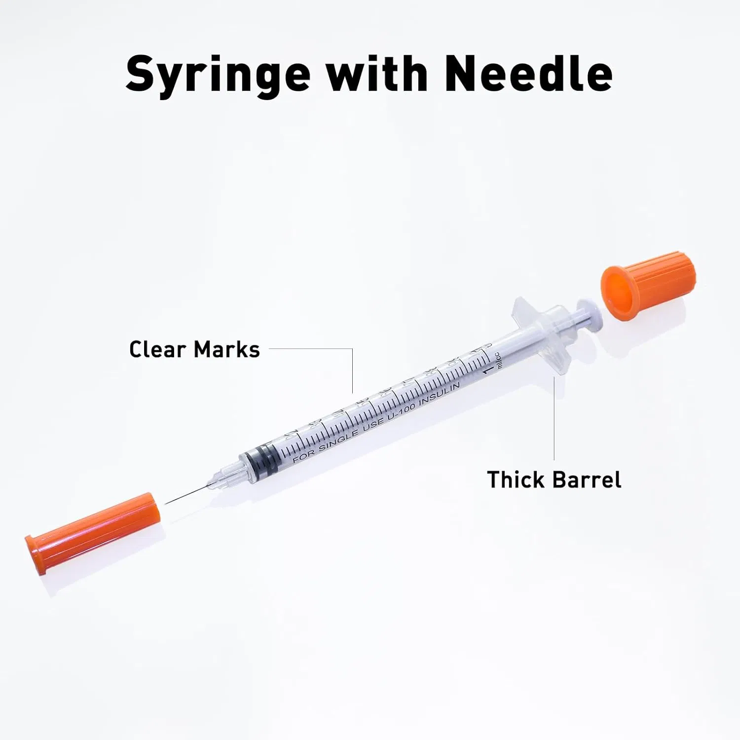 05ml 1ml U-40 Disposable Medical Injection Plastic Insulin Syringe with Hypodermic Needle