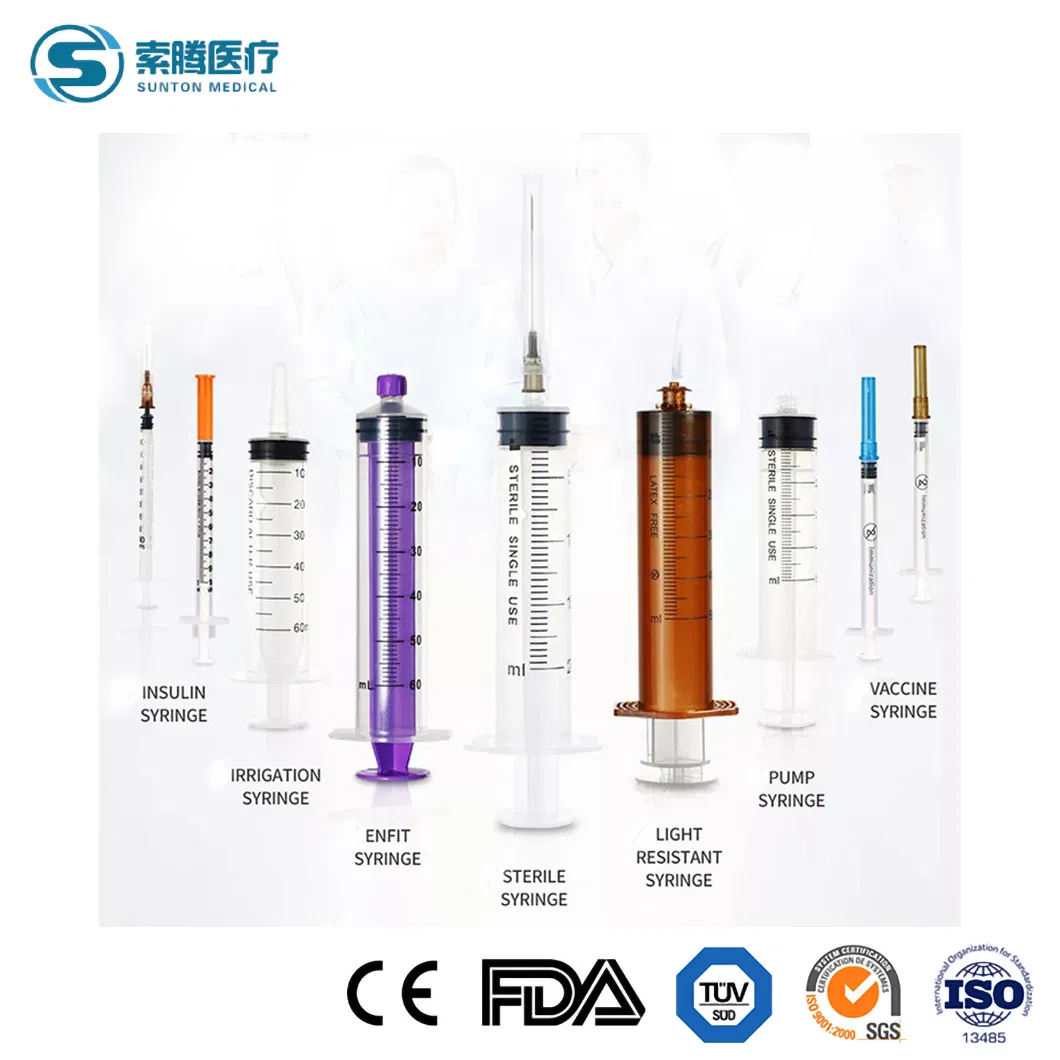 Medical Instruments Disposable 3 Parts 1 3 5 10 Ml, Luer Slip/Lock, Plastic Sterile Safety Injection Syringe with/Without Needles, with CE, ISO
