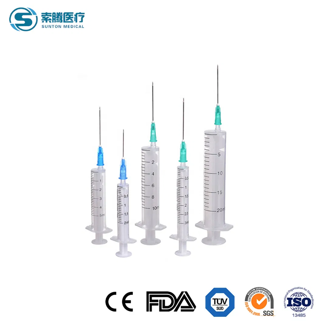 Sunton Tuberculin Syringe China Insulin Syringe Manufacturer 1cc Insulin Syringes/Syringe Syringe 2ml 5ml OEM Service 2 Part Syringe with or Without Needle