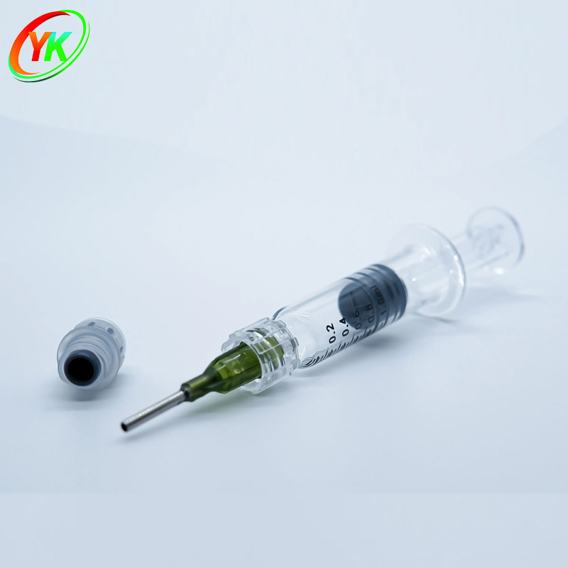 Borosilicate Glass Syringe for Filling Oil 3ml Luer Lock Gold Metal Plunger Concentrated Syringe