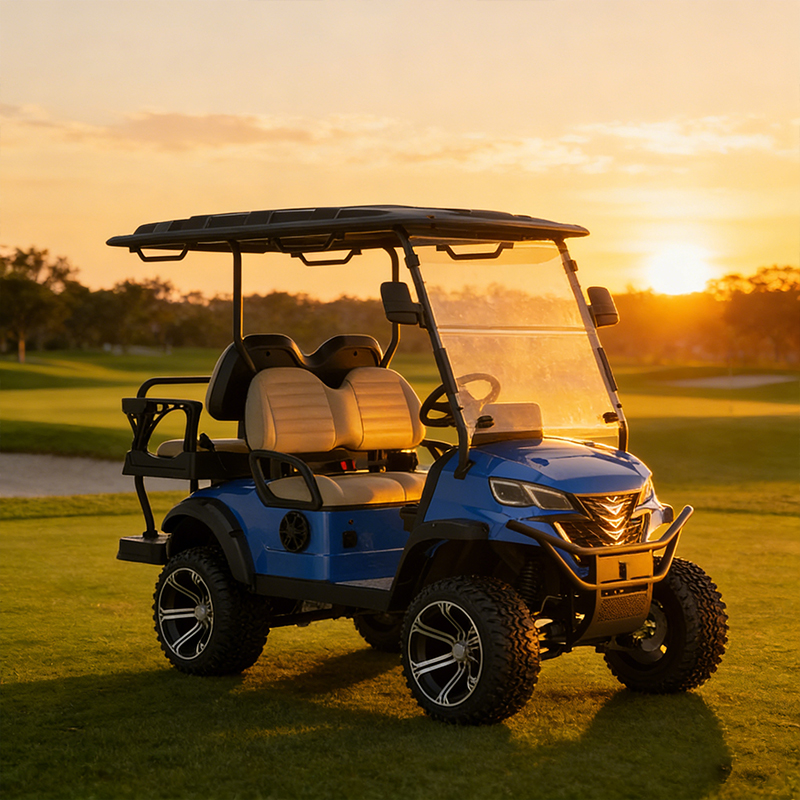 Custom Color Electric Portable Golf Cart with Rear Caddie Stand for Four Passengers and LiFePO4 Lithium Battery