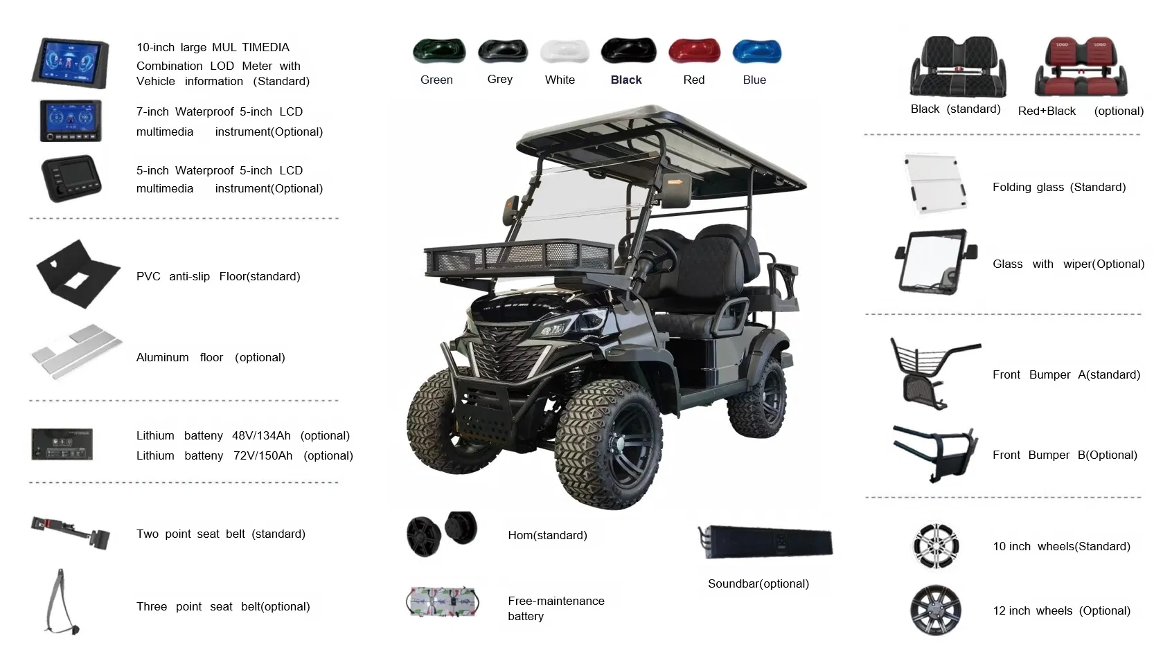 Best 2+2 Rear Foldable Seater Street Legal Solar Powered Electric Golf Cart