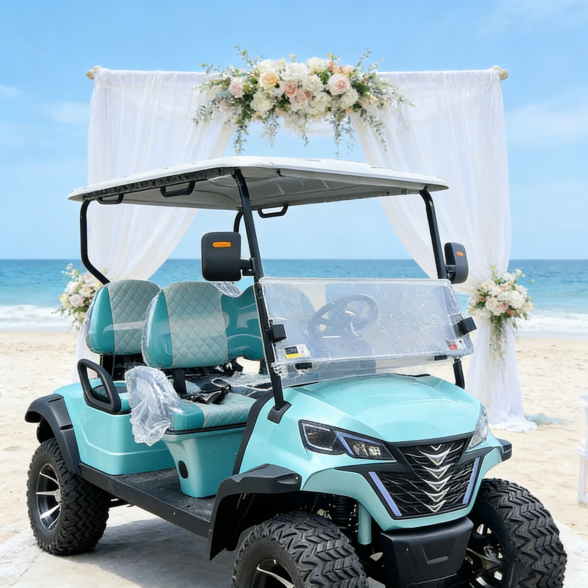 WOLAN 4 Seater Intelligent Electronic Control Electric Lifted Golf Cart for Sightseeing Bus Car Use