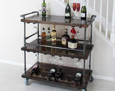 Wooden Star Hotel Movable Round Wine Trolley Rolling 2 Tier Cart Rack Bar Service Storage Cart for Hotel and Restaurant