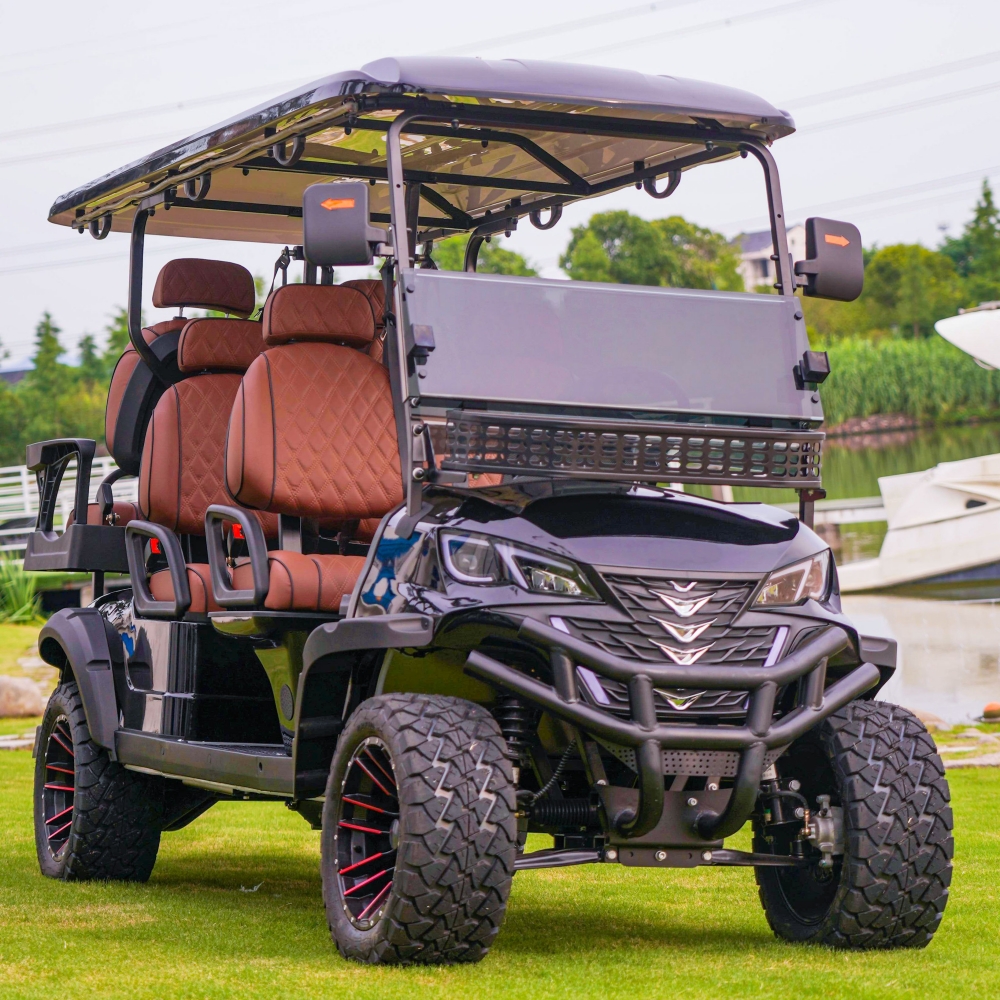 2026 New Energy 6 Seater Customized 7.5KW AC Motor Lithium Ion Battery 30mph Lifted Off Road Electric Golf Carts