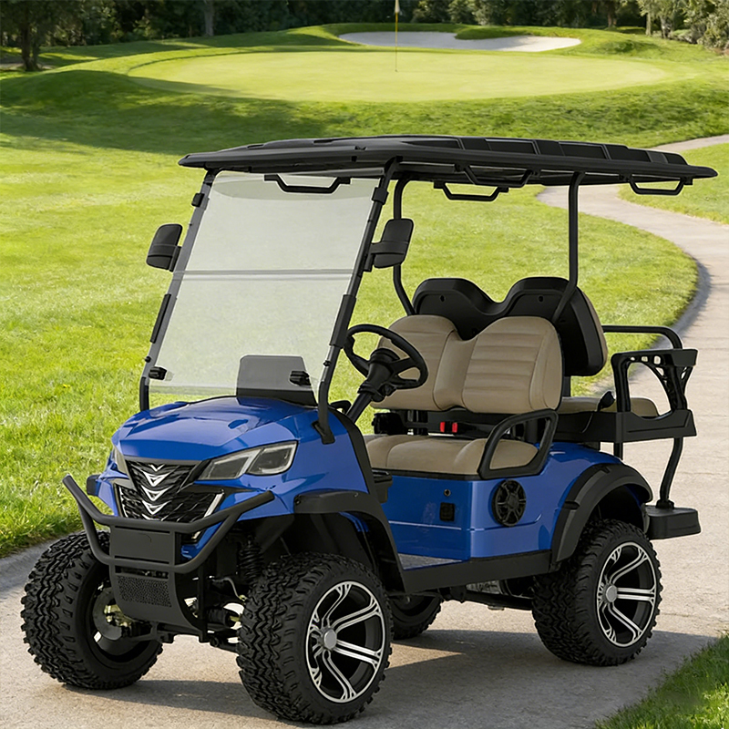 Custom Color Electric Portable Golf Cart with Rear Caddie Stand for Four Passengers and LiFePO4 Lithium Battery