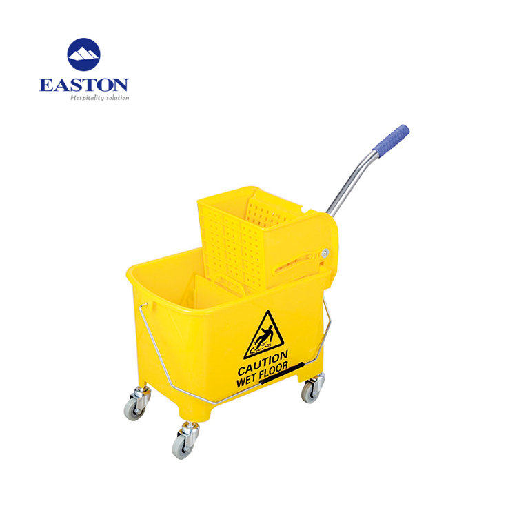 Hot Sale 36L Yellow Plastic Service Trolley Hotel Cleaning Cart