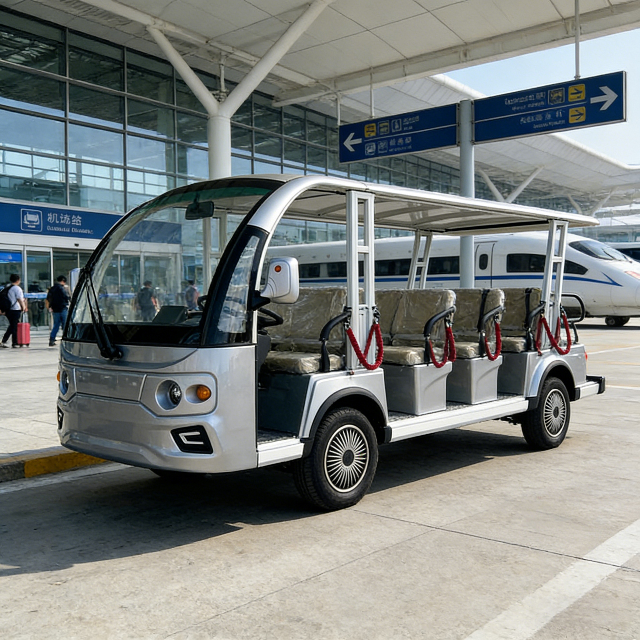 WOLAN Manufacturer 14 Seater Modern Sightseeing Electric Golf Cart with LED Strip for Night City View