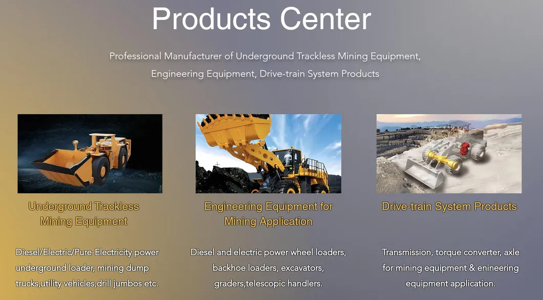 Trackless Mining Equipment Range