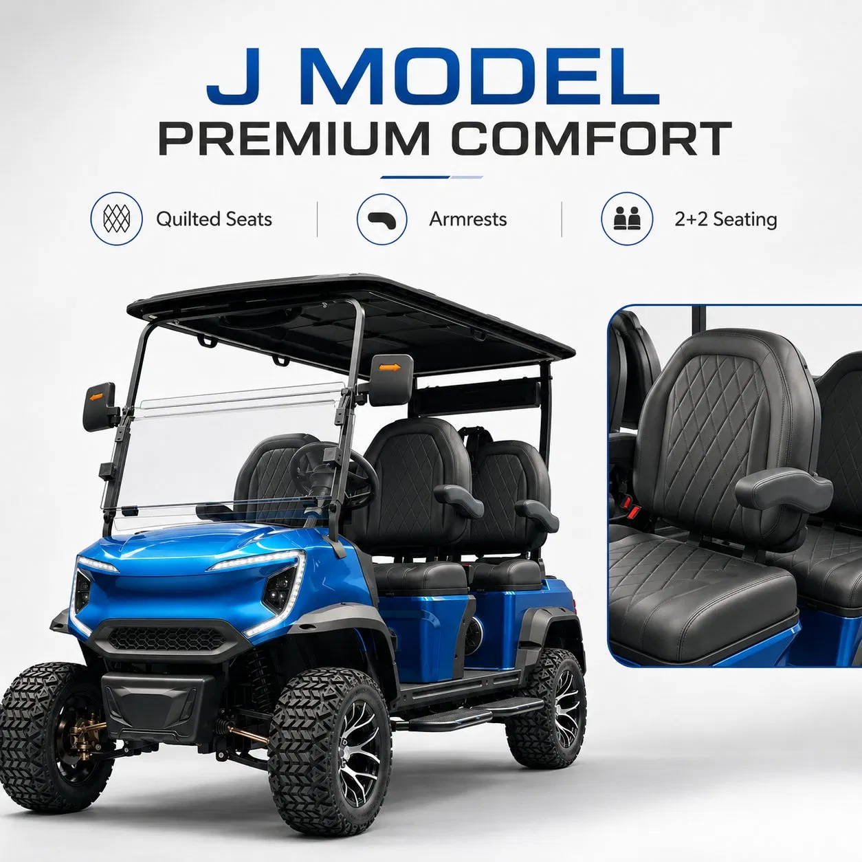 Smart Connect 4 Passenger Golf Car with GPS Fleet Management System 72V Lithium AC Motor Electric Golf Cart