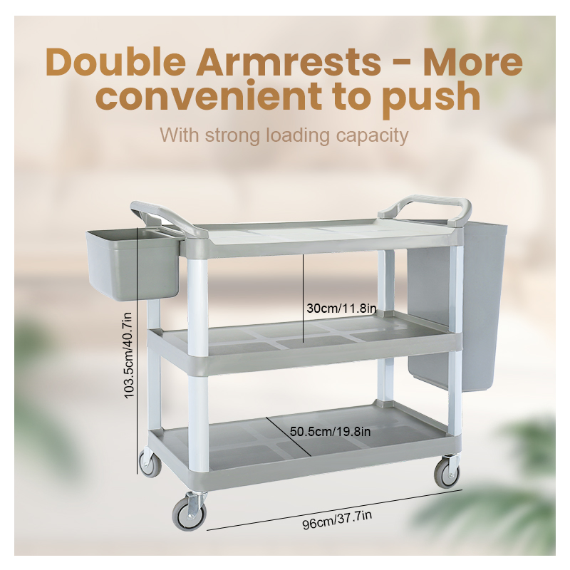 Daosheng 3-Shelf Hotel Catering Restaurant Food Service Trolley Kitchen Moveable Trolley Cleaning Collection Cart Storage Cart