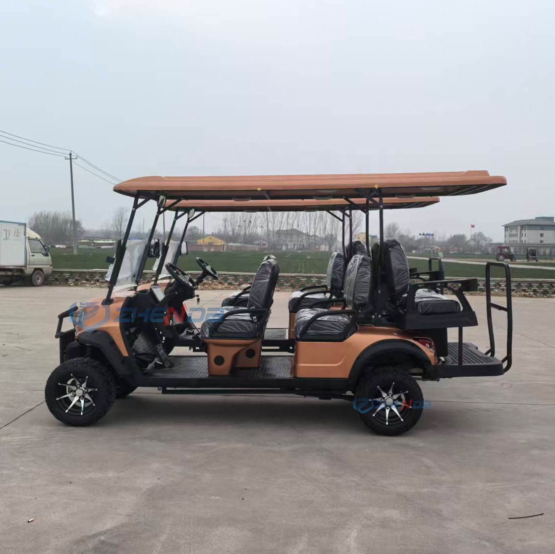 Factory Customization Golf Carts for Sale and Performance Orange 6-seat Fuel Golf Carts