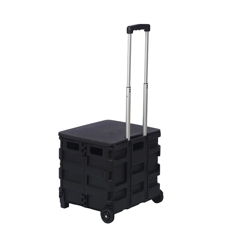 Lightweight Folding Trolley with Adjustable Handle Height Non-Slip Grip Perfect for Airport Hotel Bell Services Folding Luggage Cart