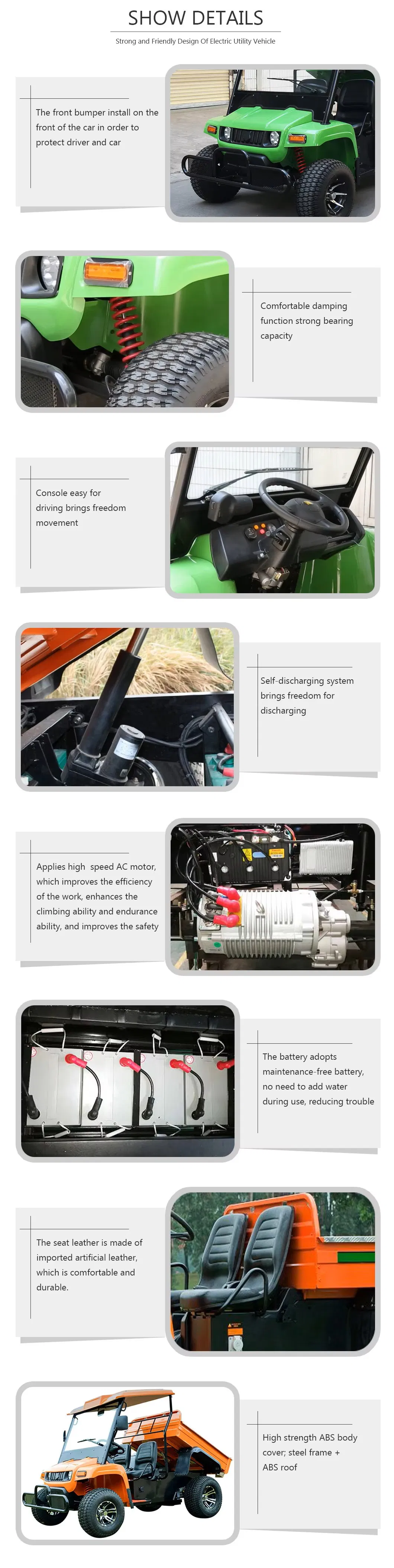2 Seater Battery Powered 4 Wheel Utility UTV Vehicle