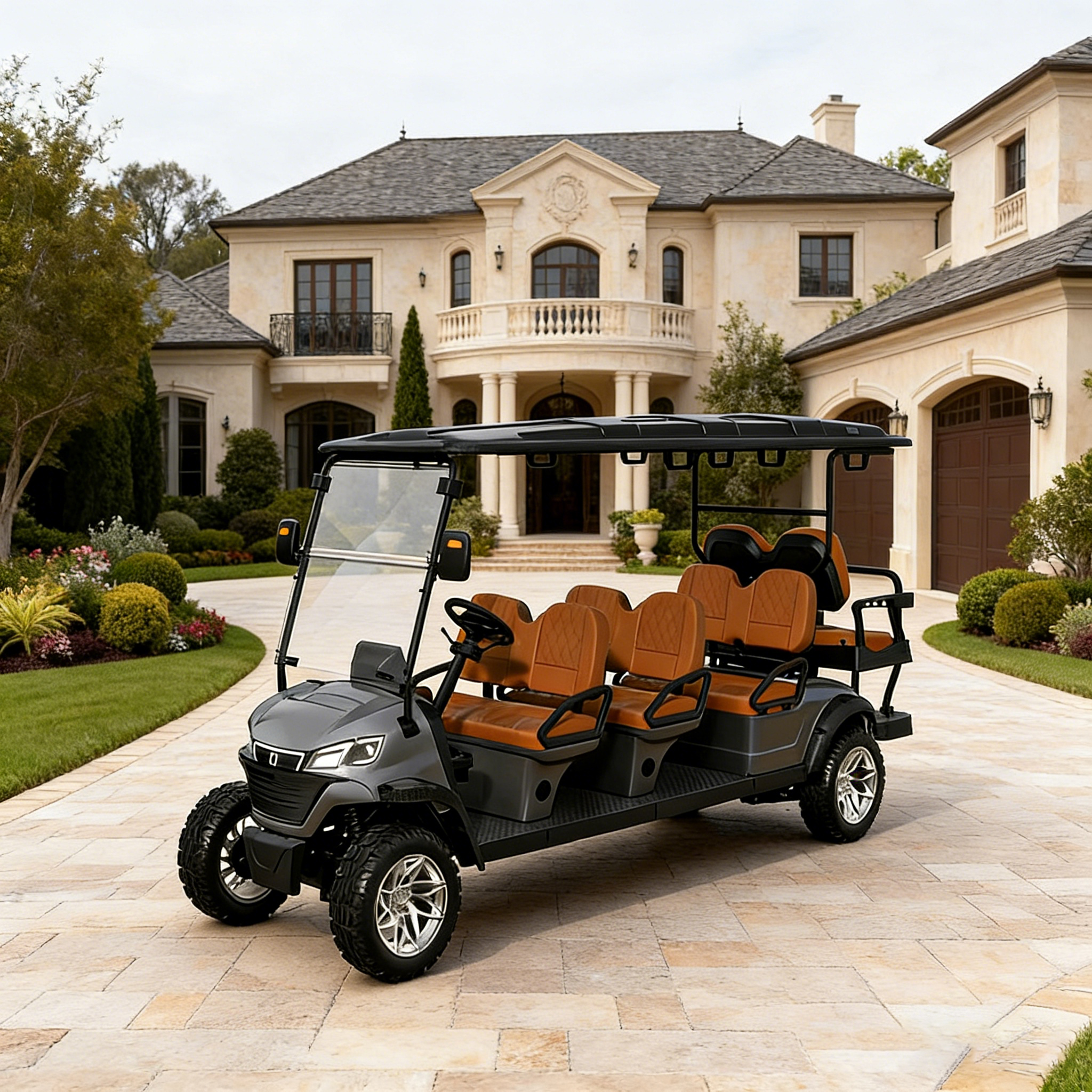 WOLAN DOT Certified Electric Golf Cart 8 Seater Utility Vehicle with Lift for Hunting Golf Cart