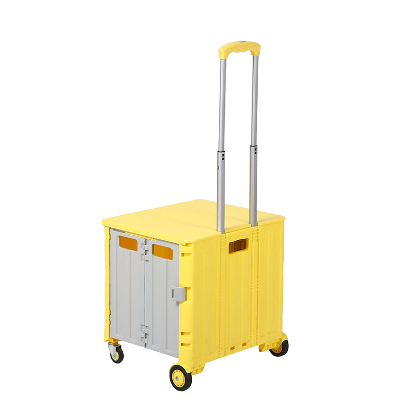 Lightweight Folding Trolley with Adjustable Handle Height Non-Slip Grip Perfect for Airport Hotel Bell Services Folding Luggage Cart