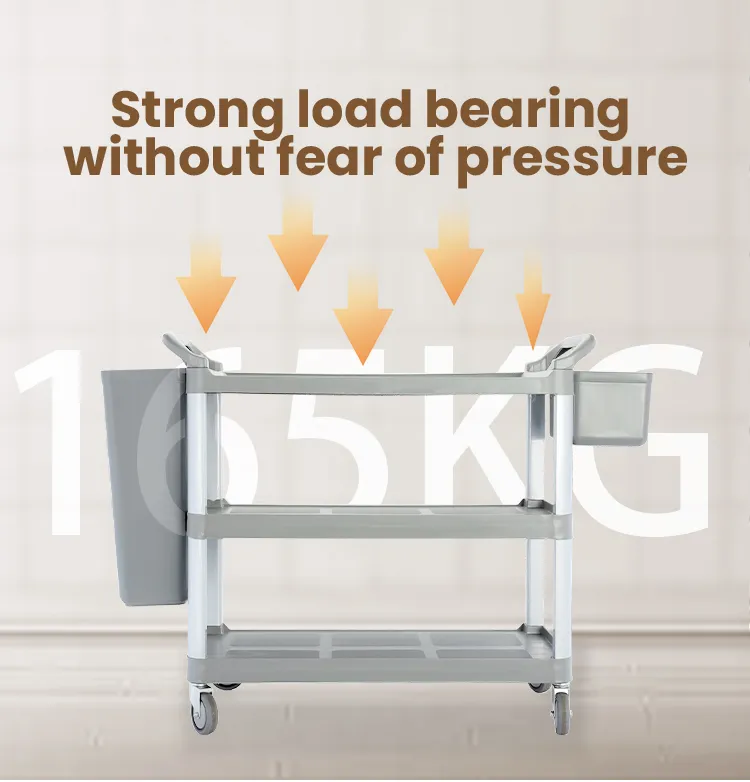 3-Shelf Hotel Catering Restaurant Food Service Trolley Kitchen Moveable Trolley Cleaning Collection Cart Storage Cart