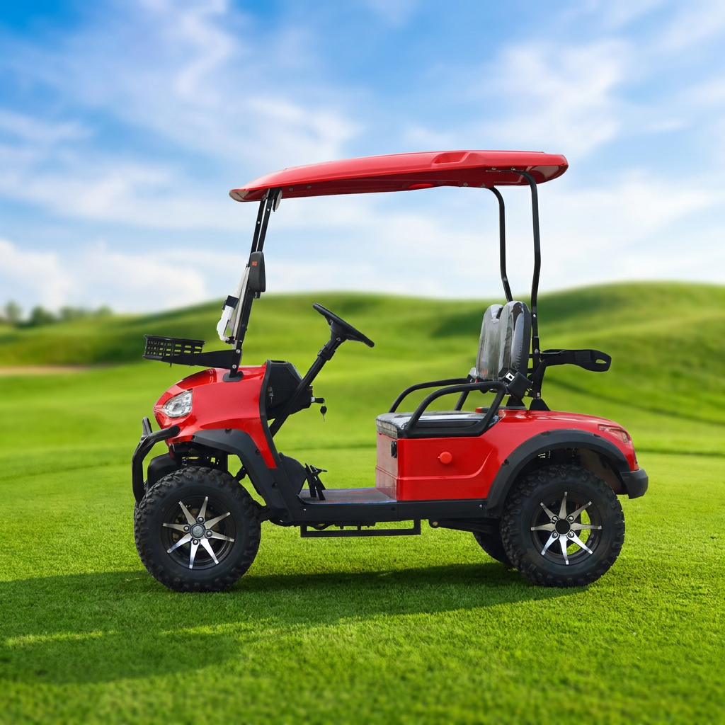 High Quality Smart Fast Charging Red 2-Seat Electric Golf Cart with Smart Controller for Hotel Reception Golf Club