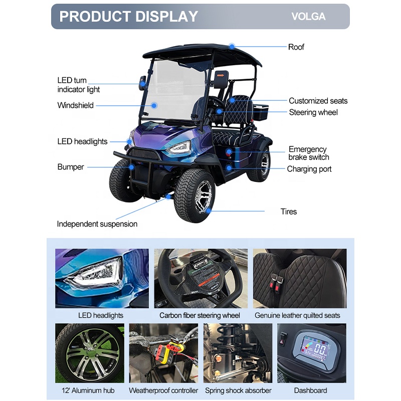 Chinese 4-6 Seater Electric Golf Cart Mini Maintenance Cargo Bed Battery Voltage 48v Sale Price Buggy Car Motorised Golf Cart
