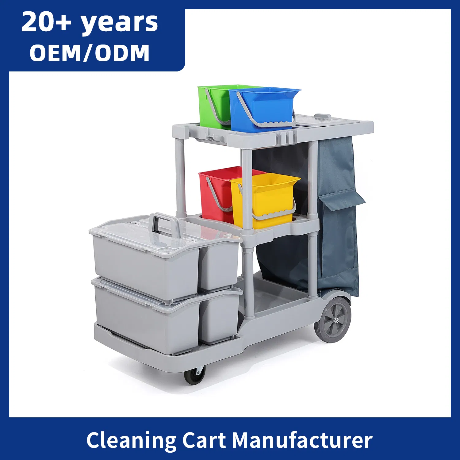 Large Tier Hotel Catering Heavy Duty Kitchen Serving Food Cleaning Service Housekeeping Cleaning Cart Trolly