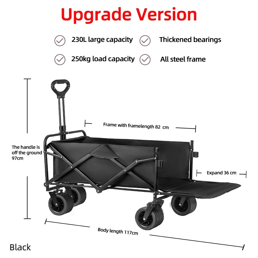 Customizable OEM Support Folding Lounge Trolley Cart 2 Wheels Wooden Beach Wagon Shopping Storage Tools Industrial Use Outdoors