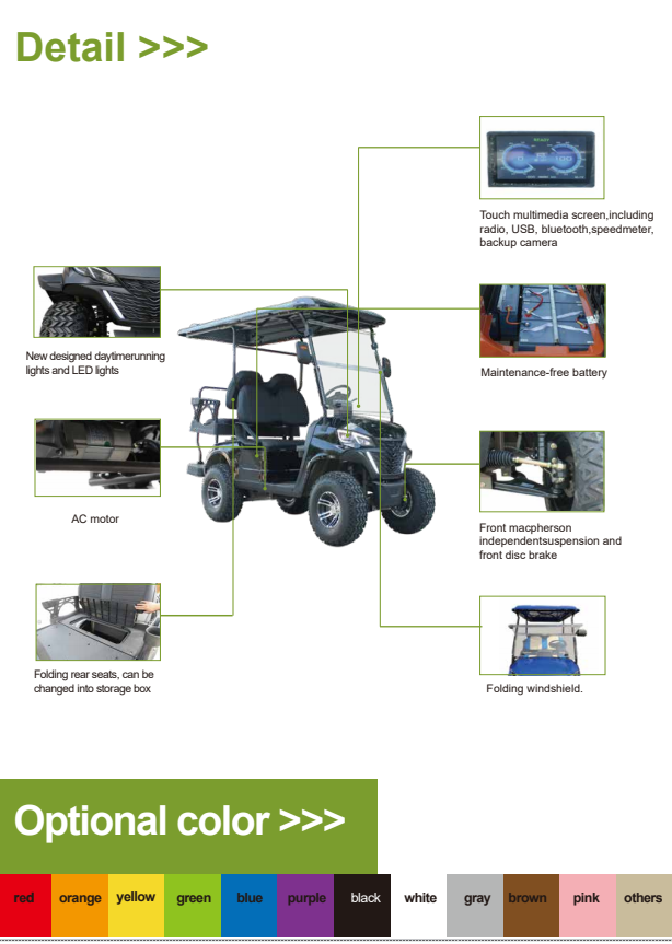 Electric 6 Seater 6 Person Lifted 14 Inches Off Road Wheels Solar Panel Golf Cart on Sale 3