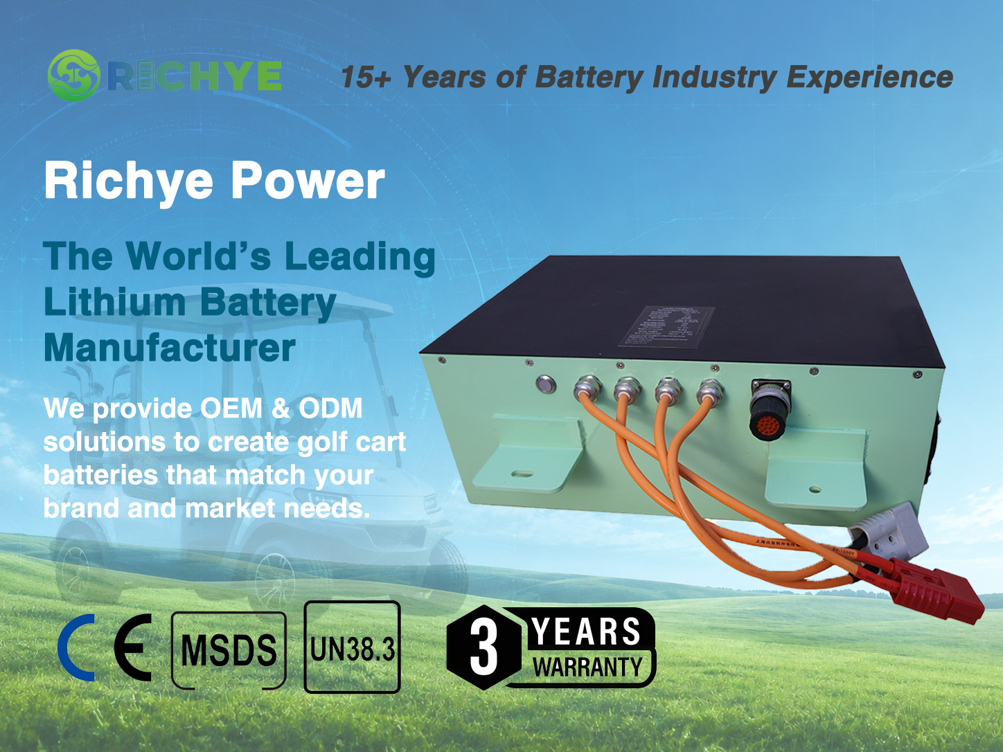 36V 120Ah Lithium Battery Pack for Golf Cart High Energy Density Deep Cycle Smart BMS Factory Wholesale OEM ODM Customization