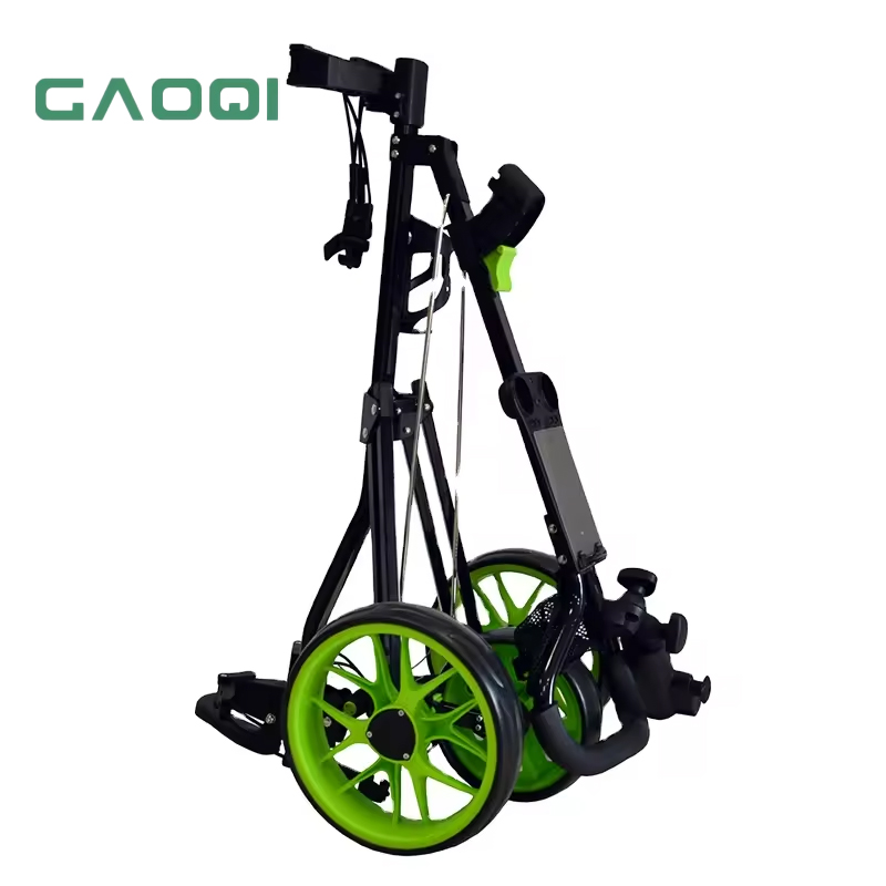 High Quality Logo Customized New Golf Trolley Cart Three Wheels Wholesale Easy Folding Golf Push Trolley