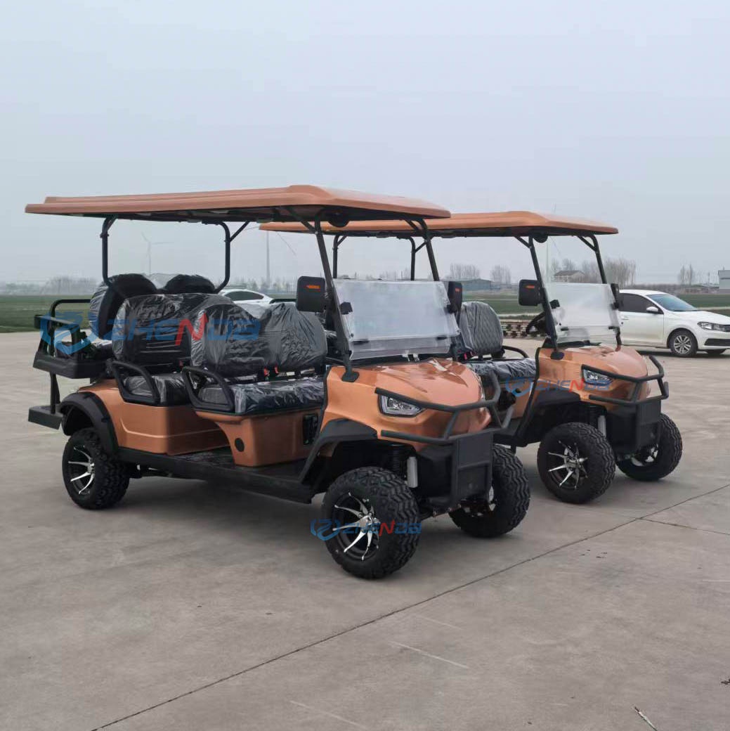 Factory Customization Golf Carts for Sale and Performance Orange 6-seat Fuel Golf Carts