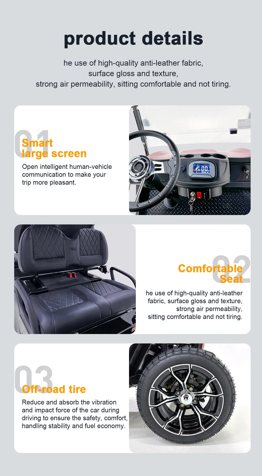 Stylish Look Anti - Roll Bars Electric Golf Cart for Camping Access
