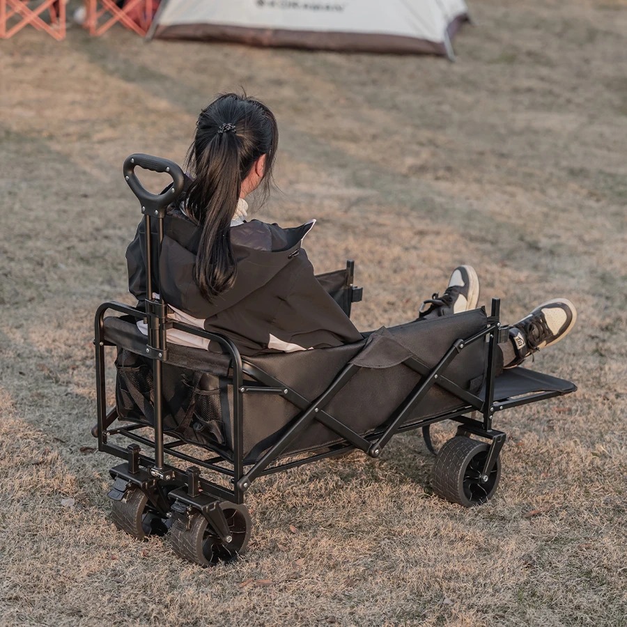 Customizable OEM Support Folding Lounge Trolley Cart 2 Wheels Wooden Beach Wagon Shopping Storage Tools Industrial Use Outdoors