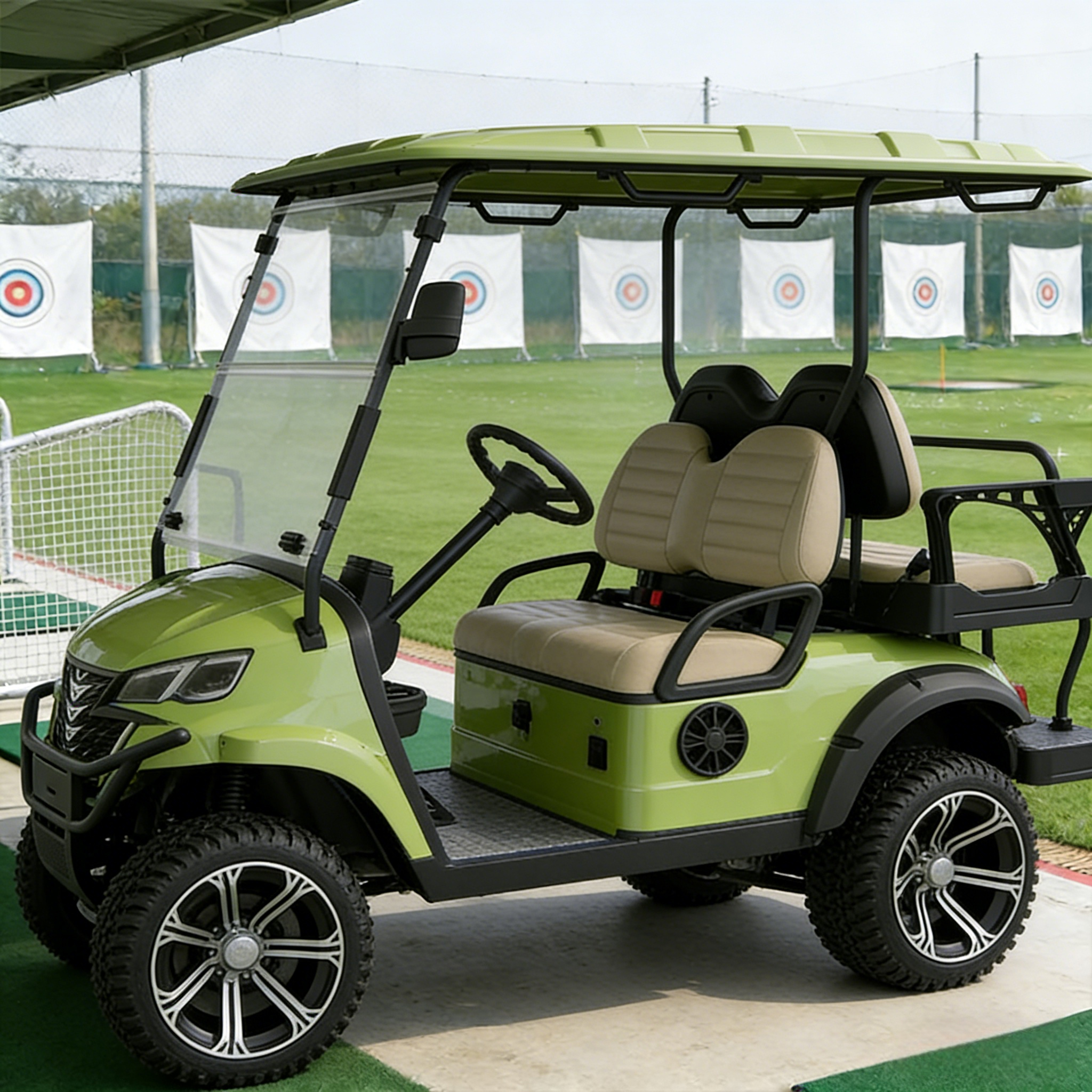 Custom Color Electric Portable Golf Cart with Rear Caddie Stand for Four Passengers and LiFePO4 Lithium Battery