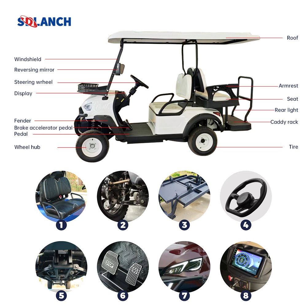 CE Certified 2+2 Seater Electric Golf Cart Chinese 48V &amp; 72V Battery Mini Buggy Car Street Legal Club Car for Sale