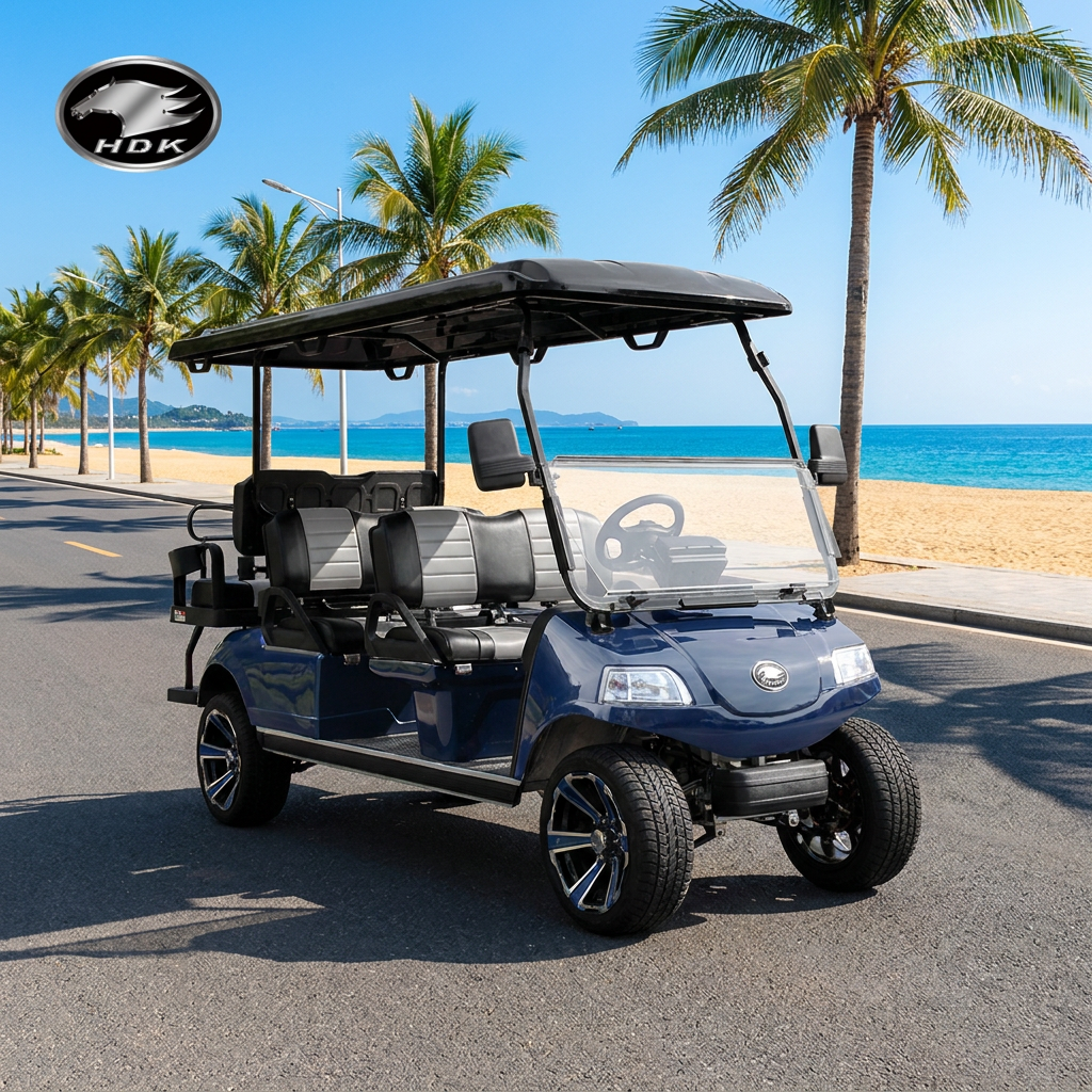 HDK Carrier 6 Lithium Electric Golf Cart 6 Passenger Smooth Ride for Property and Resort Service