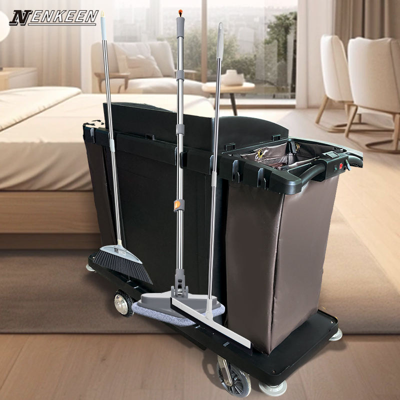 Powered Housekeeping Cart OEM Hotel Cleaning Trolley Room Service Maid Cart