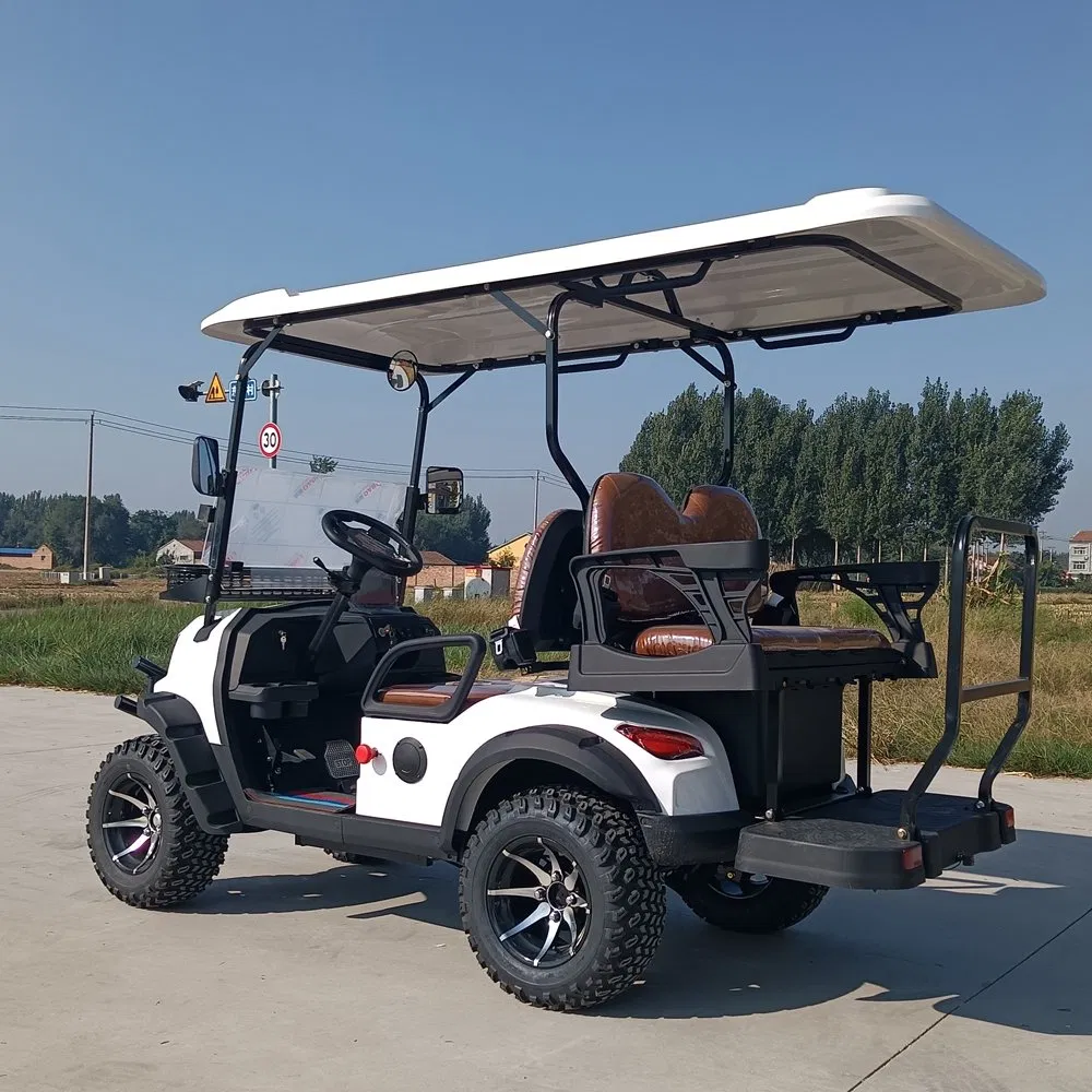 Hot Sale 48/72V Lithium Battery Solar Panels Powered 4 Seater Golf Trolley off Road Beach Buggy White Electric Golf Cart