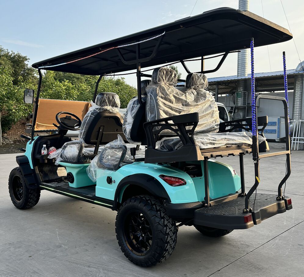 WELIFTRICH Electric 6 Seater Lifted 14 Inches off Road Wheels Solar Panel Golf Cart 72V 30mph 100KM Range