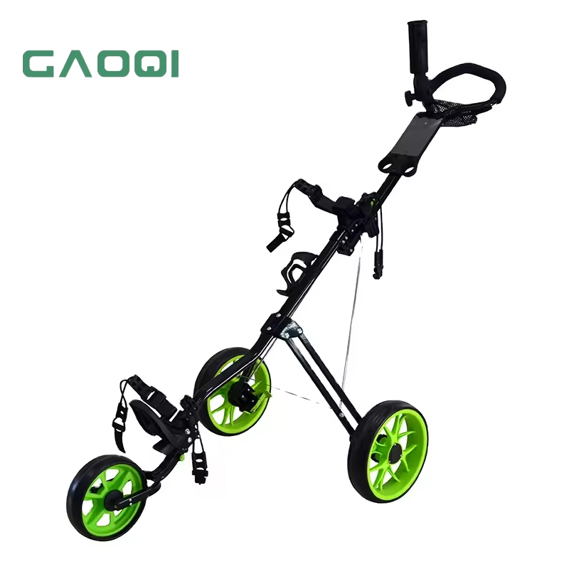 High Quality Logo Customized New Golf Trolley Cart Three Wheels Wholesale Easy Folding Golf Push Trolley