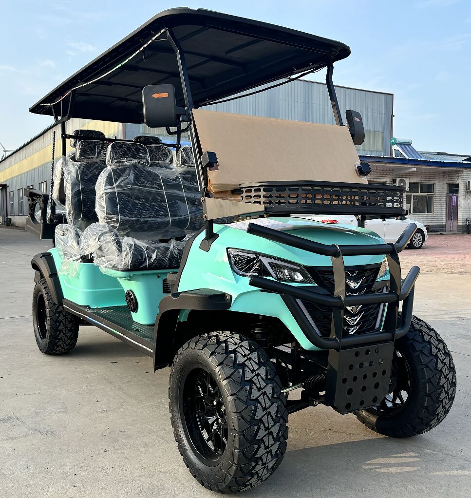 WELIFTRICH Electric 6 Seater Lifted 14 Inches off Road Wheels Solar Panel Golf Cart 72V 30mph 100KM Range