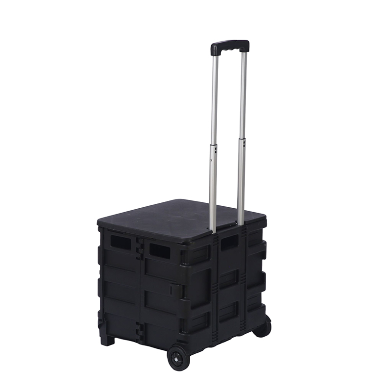 Lightweight Folding Trolley with Adjustable Handle Height Non-Slip Grip Perfect for Airport Hotel Bell Services Folding Luggage Cart