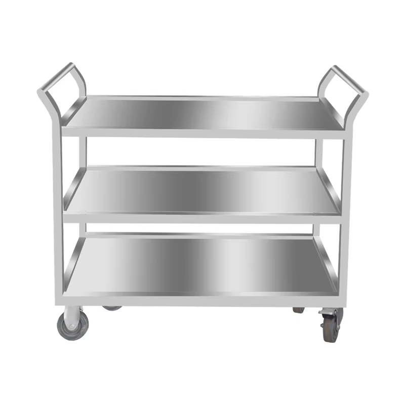 Tailored Stainless Steel Waiter Cart With Multi Tier Trays for Upscale Dining Resorts and Cruise Ship Kitchens