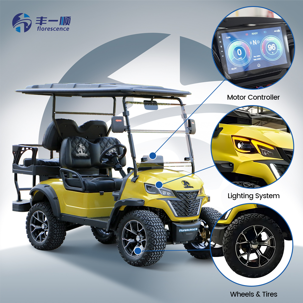 Orange Cheap Second Hand Utility Lightweight Follow Behind 4 Seats Electric Power Manufacturers Golf Carts for Sale