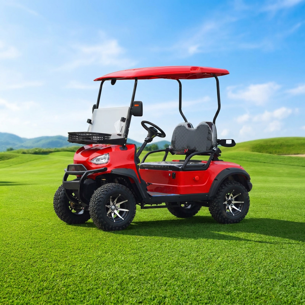 High Quality Smart Fast Charging Red 2-Seat Electric Golf Cart with Smart Controller for Hotel Reception Golf Club